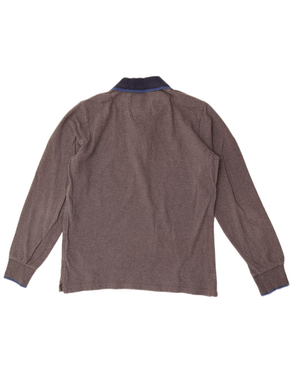 North Sails Mens Long Sleeve Rugby Polo Shirt Small Grey Cotton