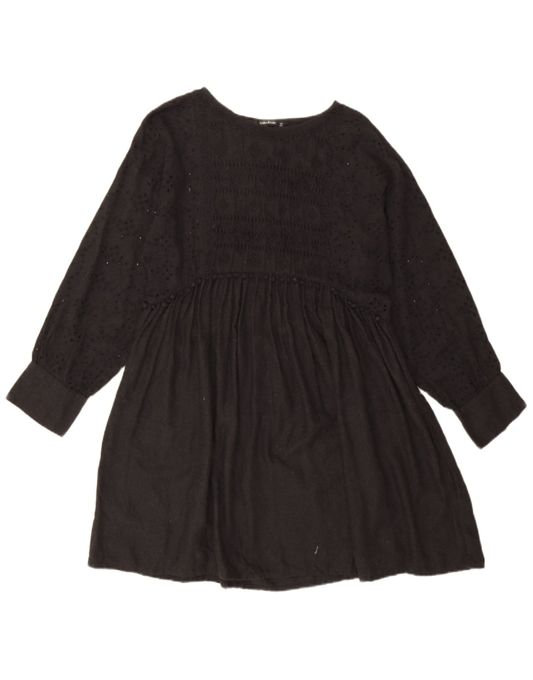 Zara Womens Long Sleeve Oversized Basic Dress UK 10 Small Black Floral