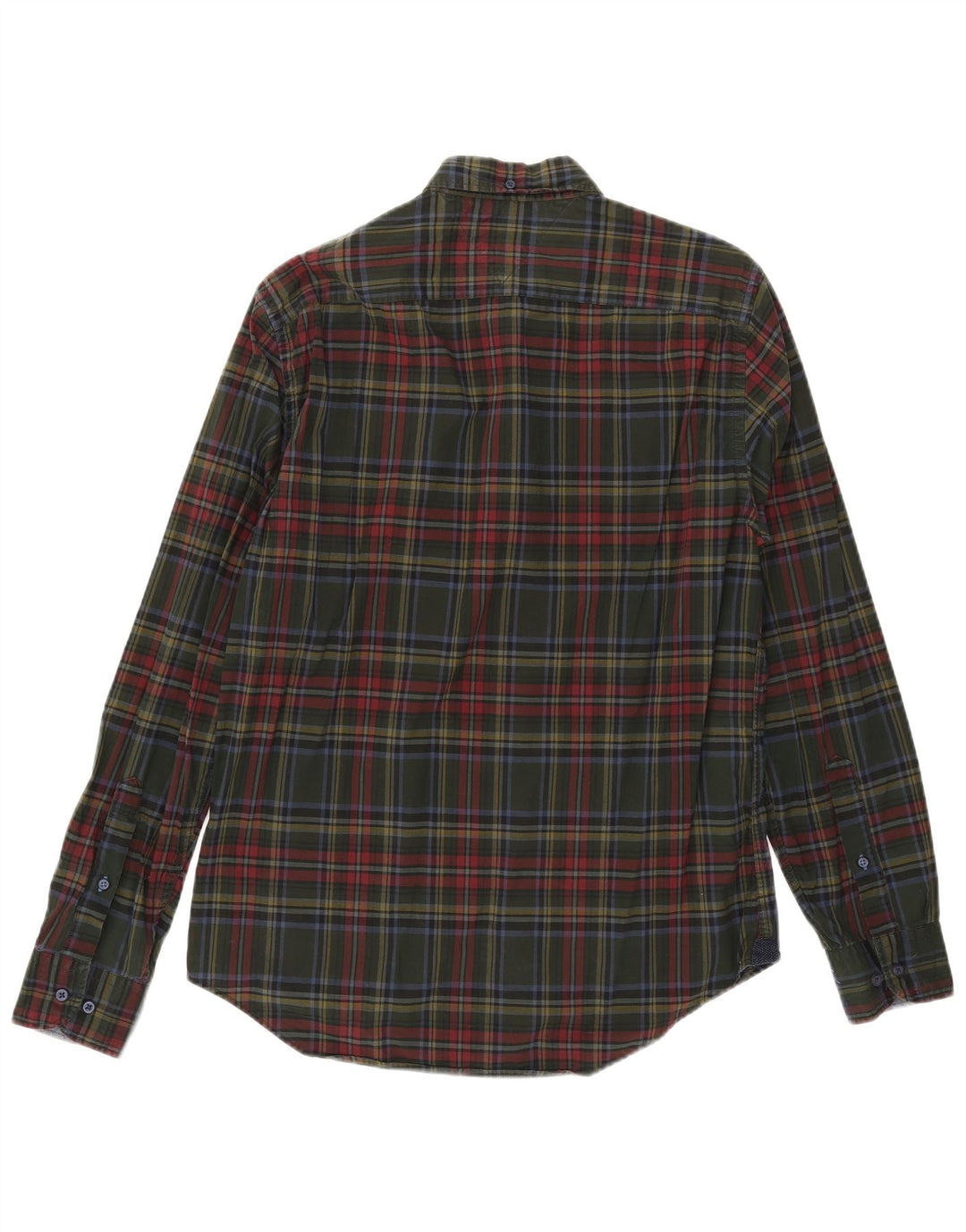Tommy Hilfiger Mens New York Fit Shirt Medium Khaki Check Cotton