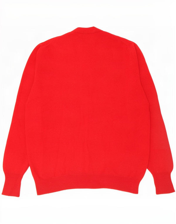 William Lockie Mens Cardigan Sweater Large Red Lambswool