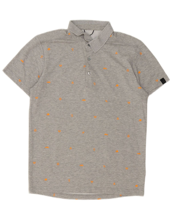 Adidas Mens Abstract Pattern Polo Shirt UK 40/42 Medium Grey Cotton