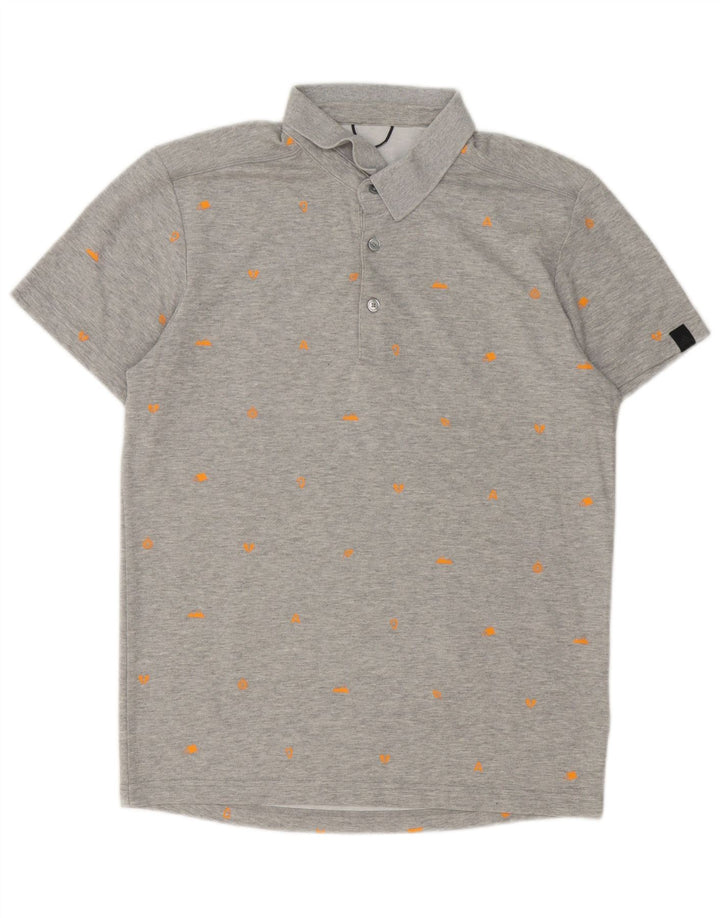 Adidas Mens Abstract Pattern Polo Shirt UK 40/42 Medium Grey Cotton
