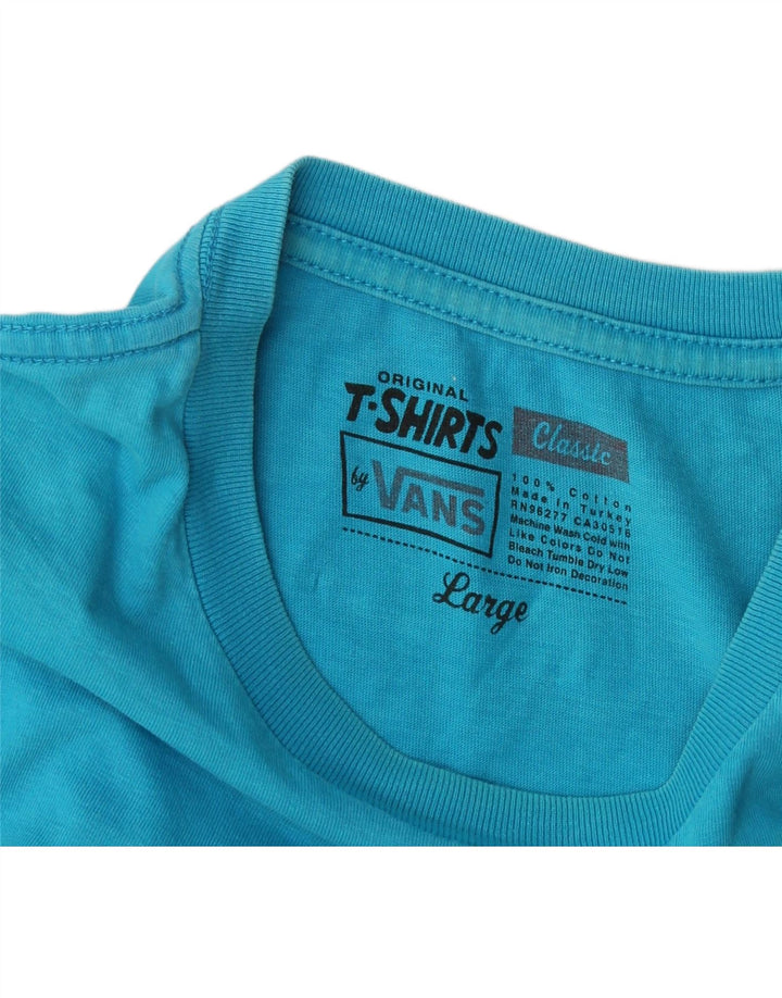 Vans Mens Graphic T-Shirt Top Large Blue Cotton