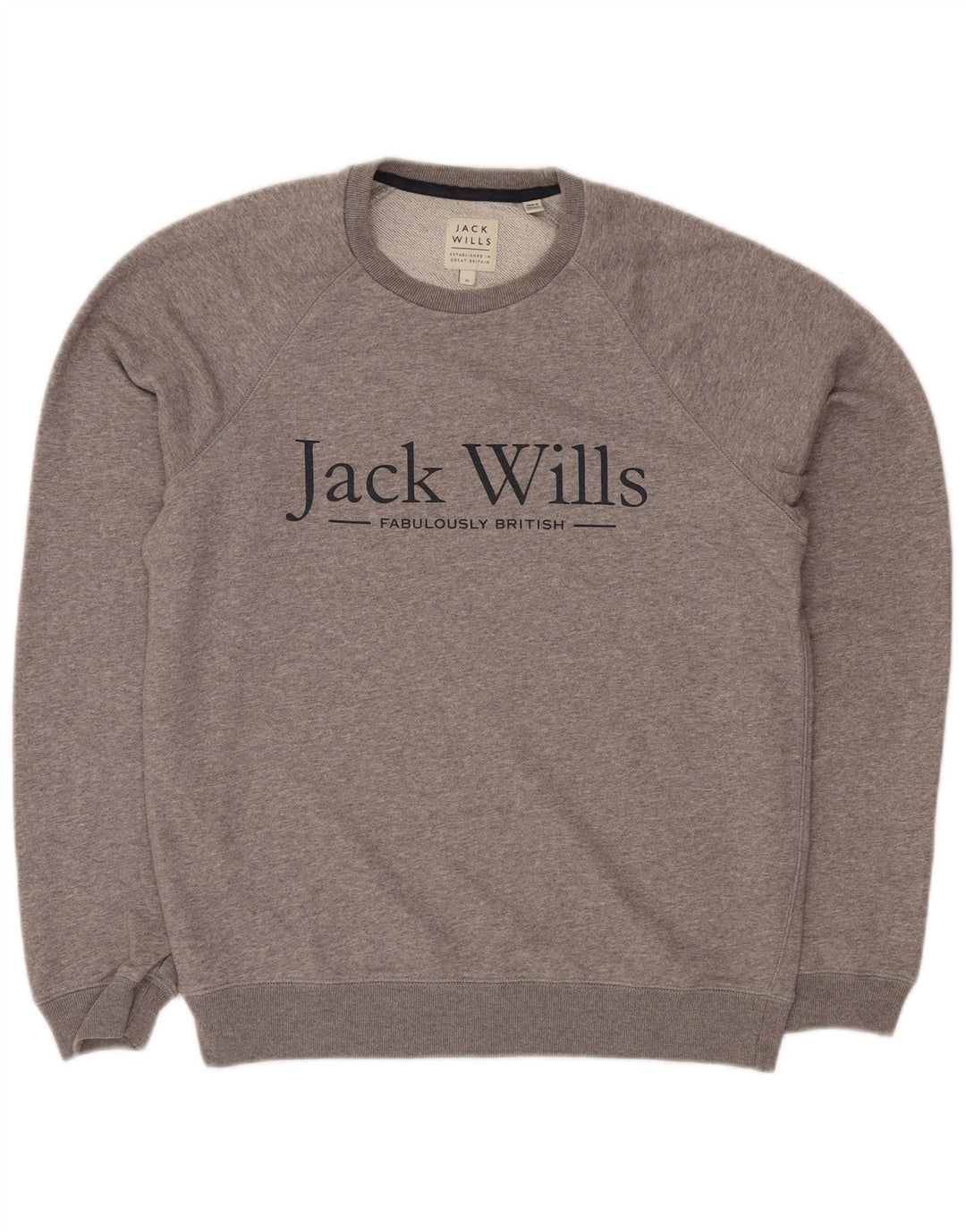 Jack Wills Mens Graphic Sweatshirt Jumper Medium Grey Flecked Cotton