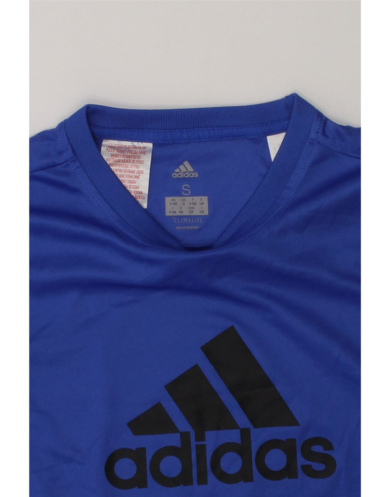 ADIDAS Boys Climalite Graphic T-Shirt Top 9-10 Years Small Blue Polyester | Vintage Adidas | Thrift | Second-Hand Adidas | Used Clothing | Messina Hembry 