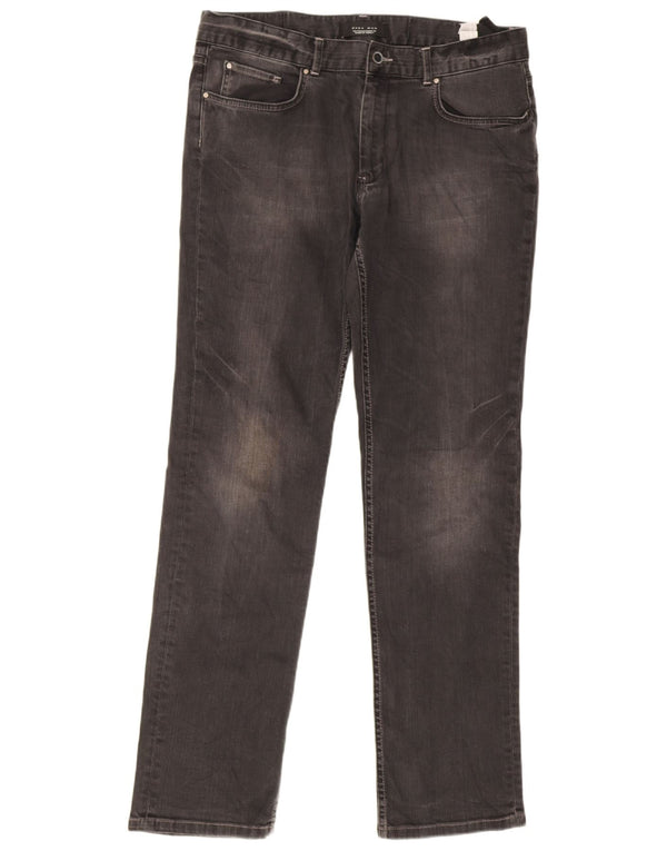 Zara Mens Straight Jeans EU 44 Large W34 L33 Grey Cotton