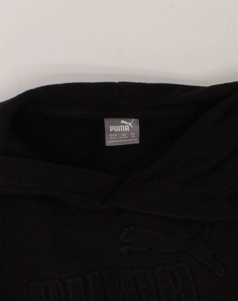 PUMA Boys Graphic Hoodie Jumper 11-12 Years Black Cotton | Vintage Puma | Thrift | Second-Hand Puma | Used Clothing | Messina Hembry 