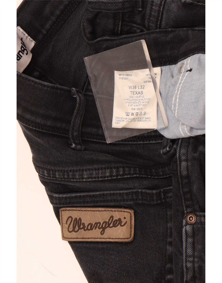 Wrangler Mens Texas Straight Jeans W36 L32 Black Cotton