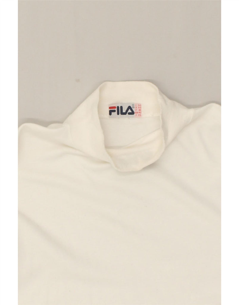 FILA Womens Roll Neck Top Long Sleeve IT 50 XL White Cotton | Vintage Fila | Thrift | Second-Hand Fila | Used Clothing | Messina Hembry 