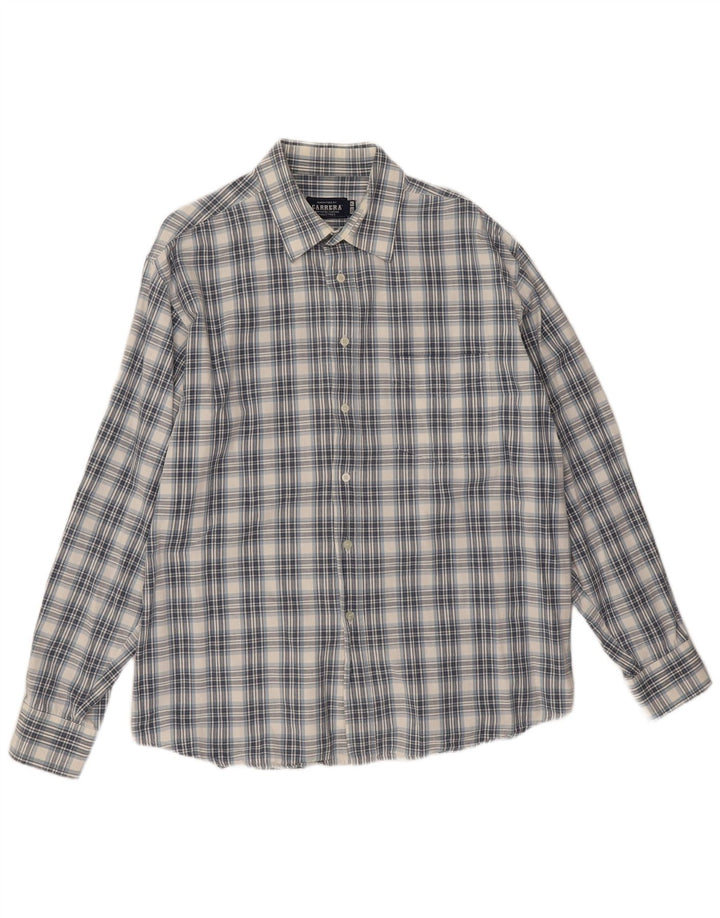 Carrera Mens Shirt Size 43/44 XL Blue Check