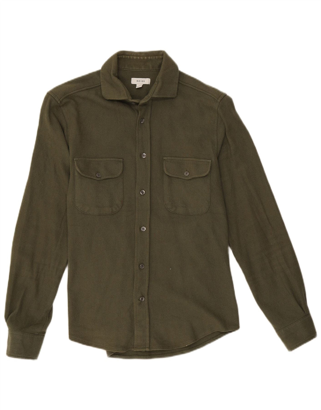 Reiss Mens Shirt Small Khaki Cotton
