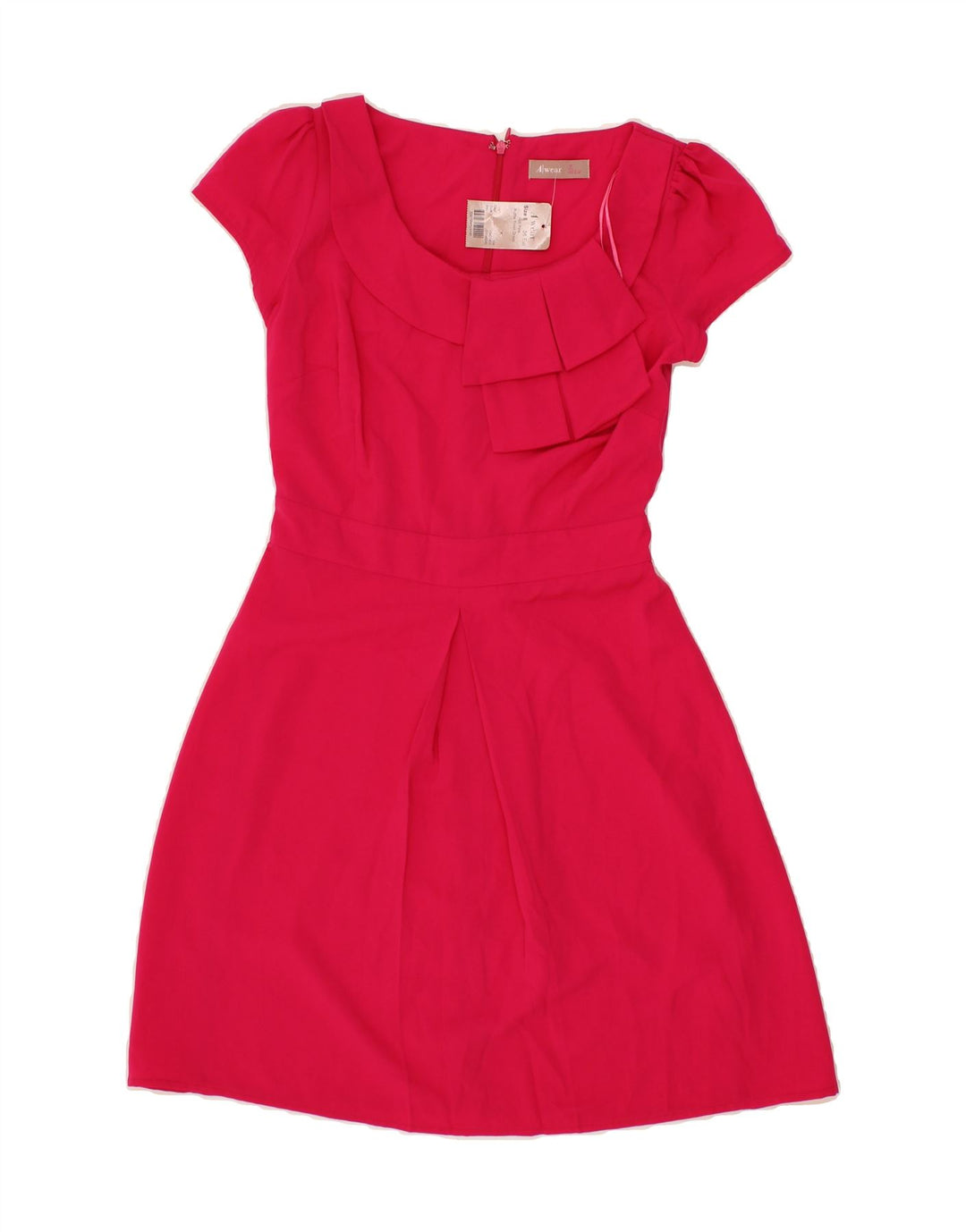 VINTAGE Womens Ruffle Front A-Line Dress UK 8 Small Pink Polyester Vintage Vintage and Second-Hand Vintage from Messina Hembry 
