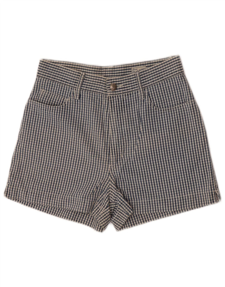 Gas Womens Casual Shorts W28 Medium Blue Gingham Cotton