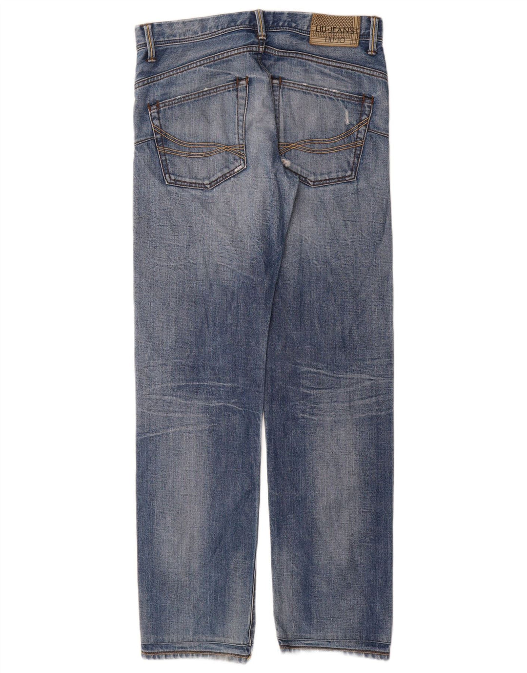 Liu Jo Mens Distressed Straight Jeans W32 L34 Blue Cotton