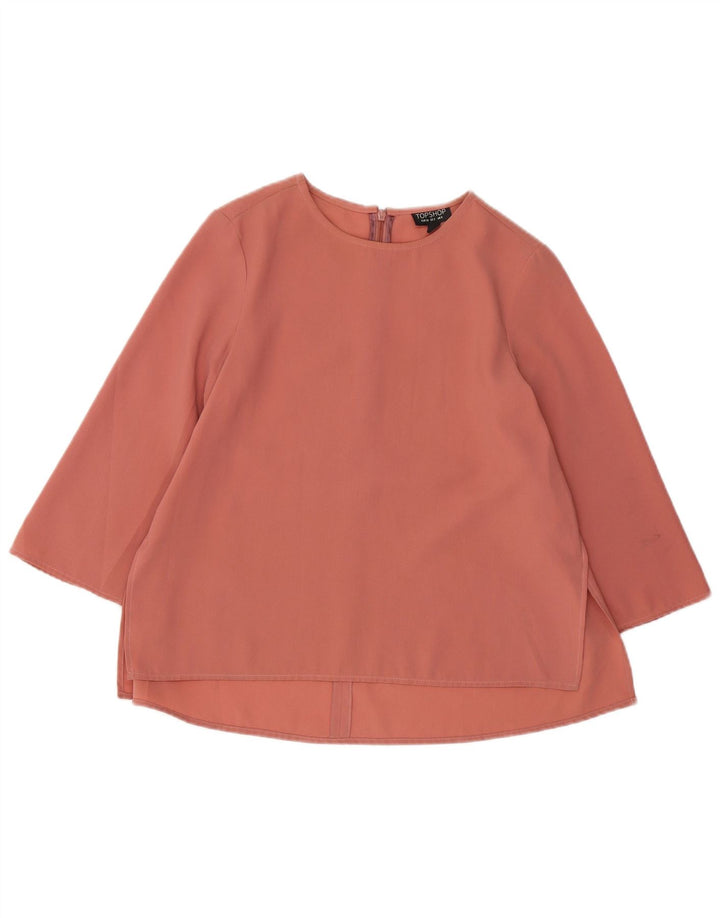TOPSHOP Womens 3/4 Sleeve Oversized Blouse Top UK 6 XS Pink Polyester