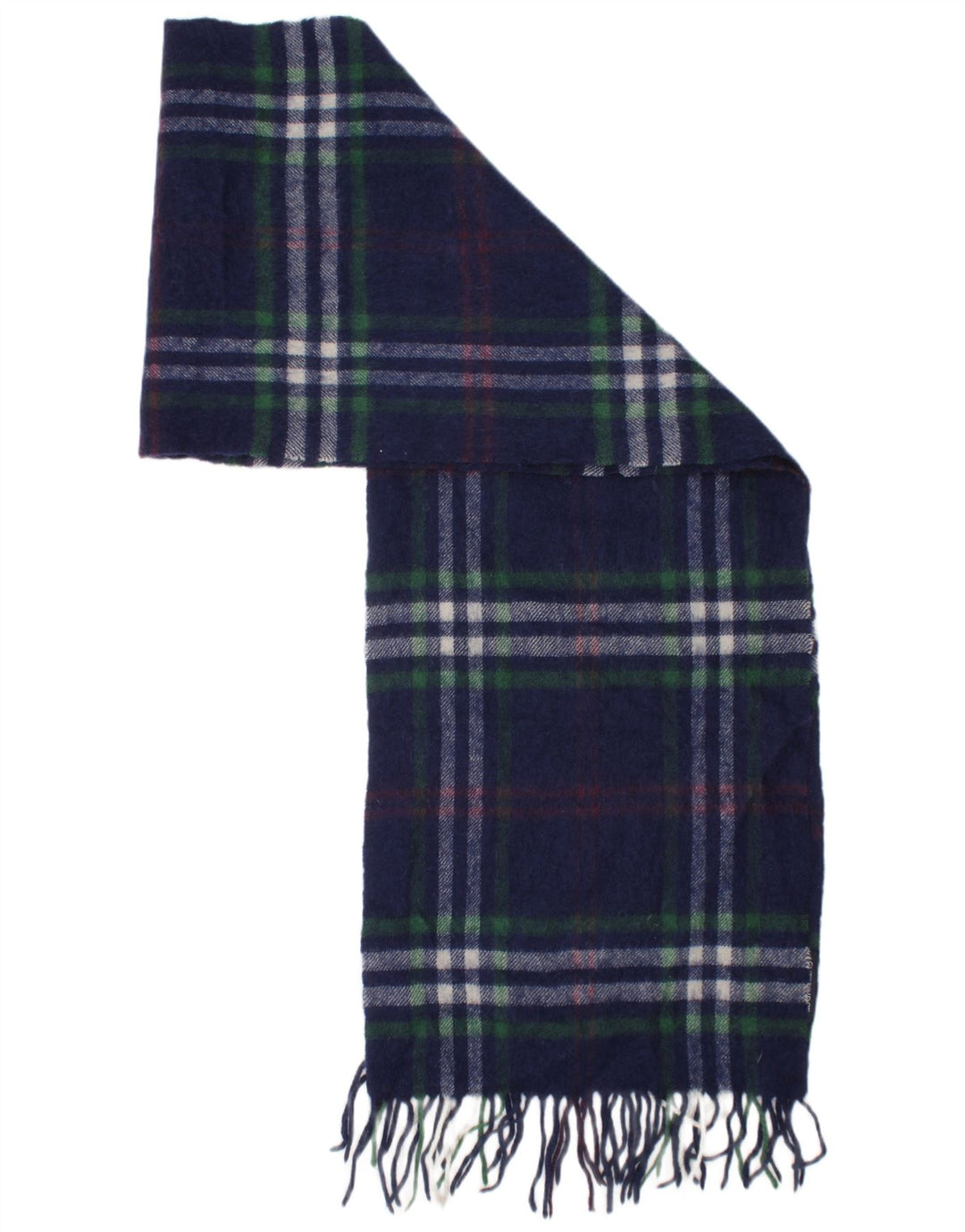 GUTTERIDGE Mens Rectangle Scarf One Size Navy Blue Plaid Wool Classic