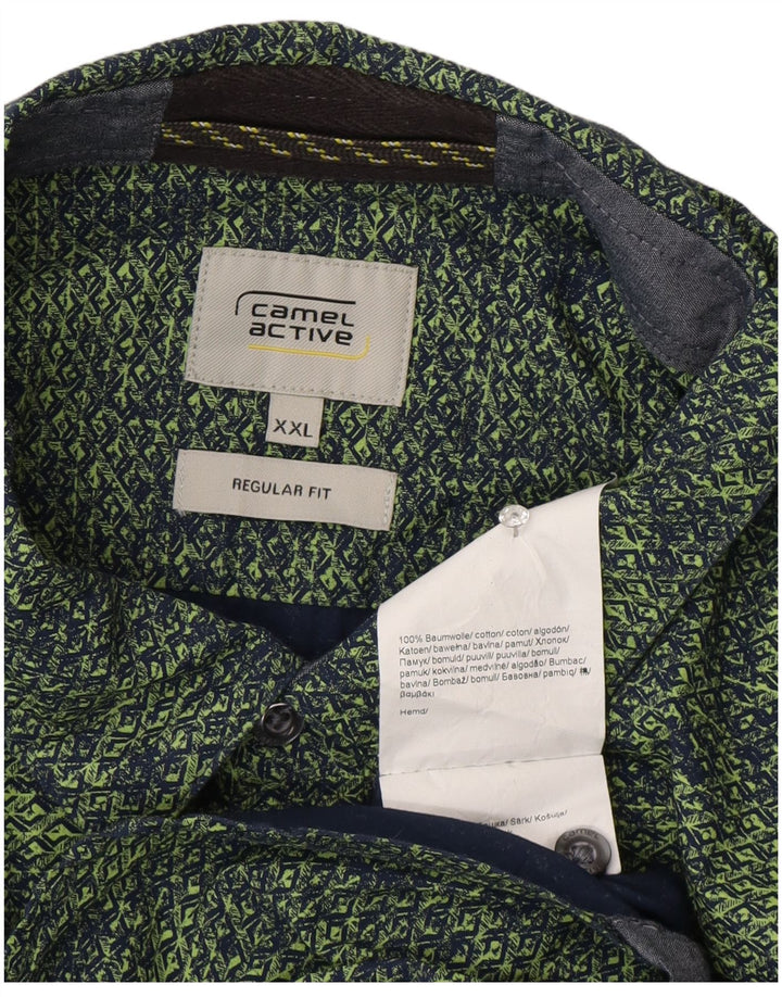 Camel Active Mens Regular Fit Shirt 2XL Green Geometric Cotton