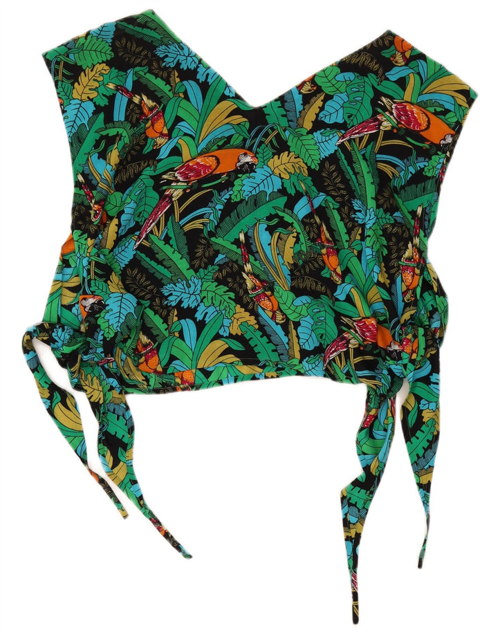 Vintage Womens 2 Piece Skirt Set Medium W26  Green Floral Hawaiian