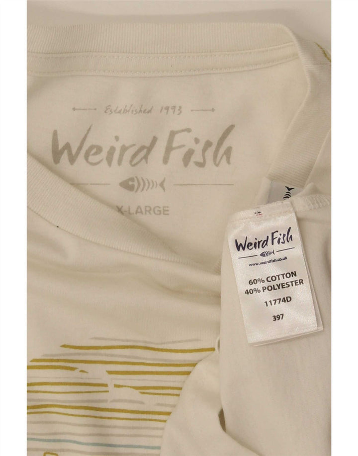 Weird Fish Mens Graphic T-Shirt Top XL White Cotton