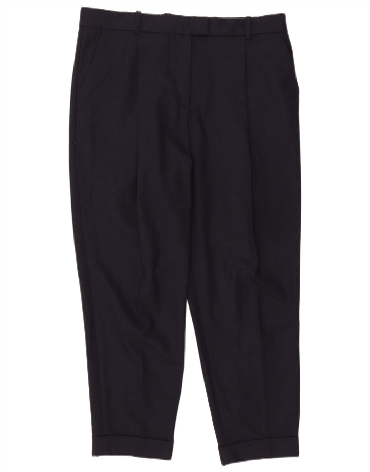 Cos Womens Pegged Cropped Trousers EU 40 Medium W36 L25 Navy Blue Wool