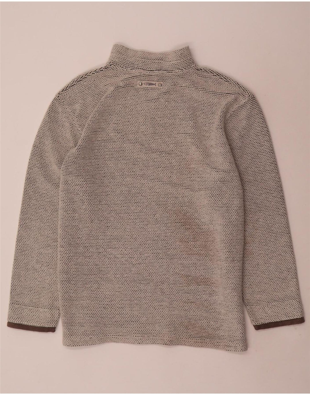 WEIRD FISH Mens Zip Neck Sweatshirt Jumper Large Grey Cotton