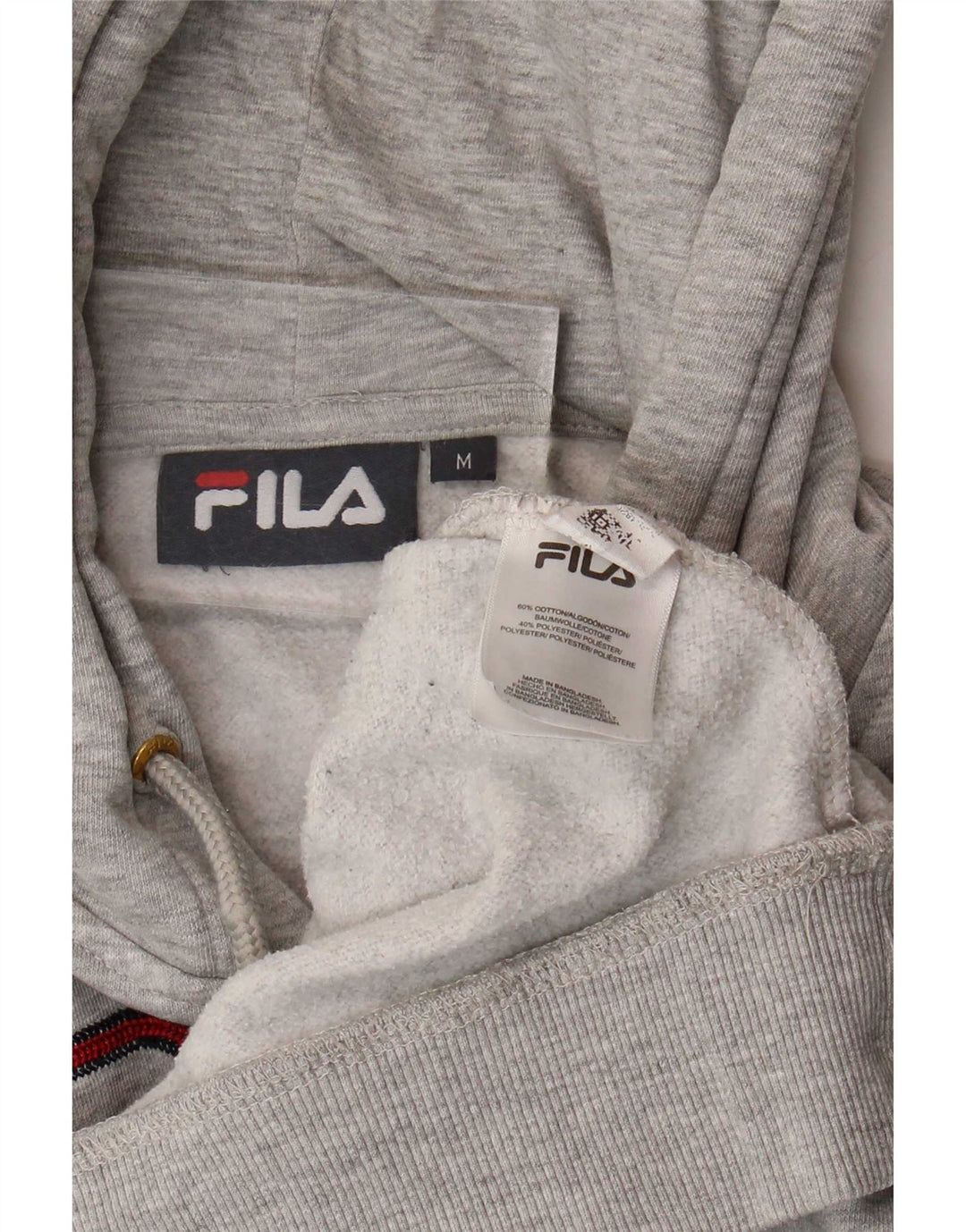 Fila Mens Graphic Hoodie Jumper Medium Grey Cotton