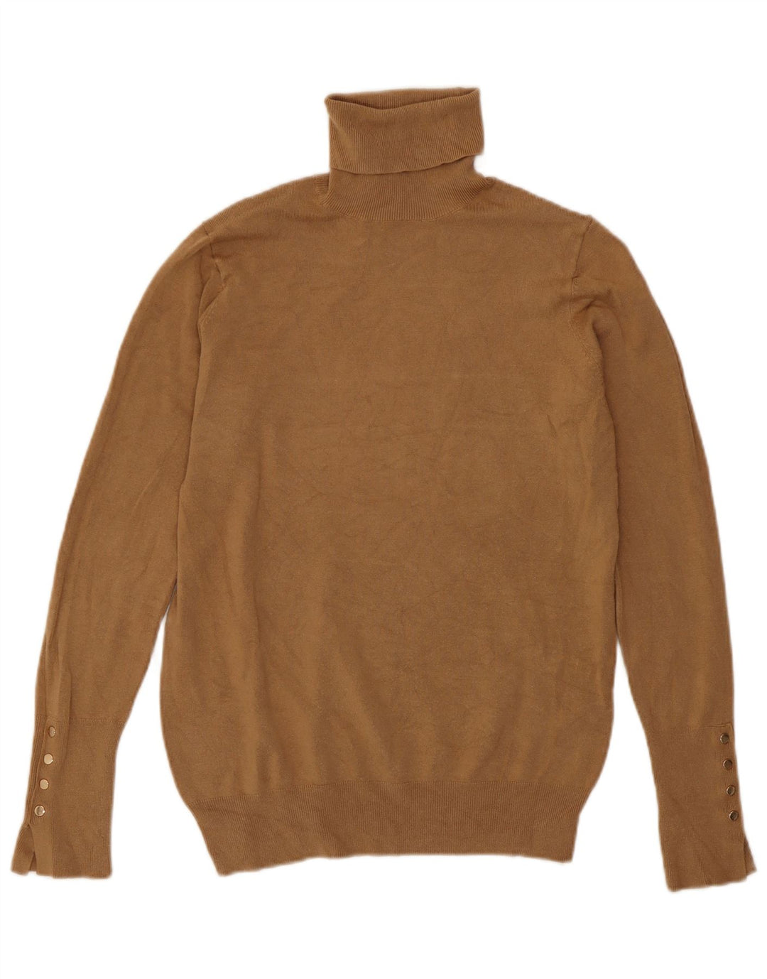 Zara Womens Roll Neck Jumper Sweater UK 12 Medium Beige Viscose
