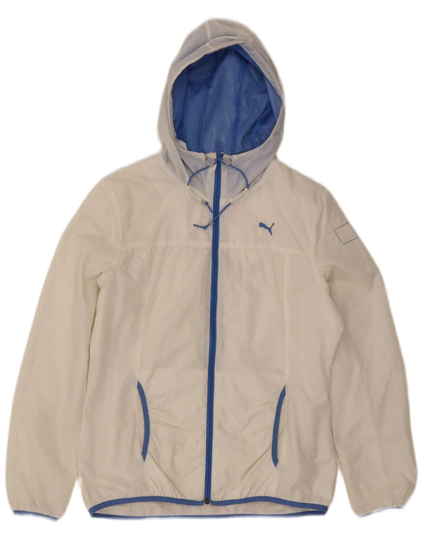 Puma Womens Hooded Rain Jacket UK 14 Large White Nylon