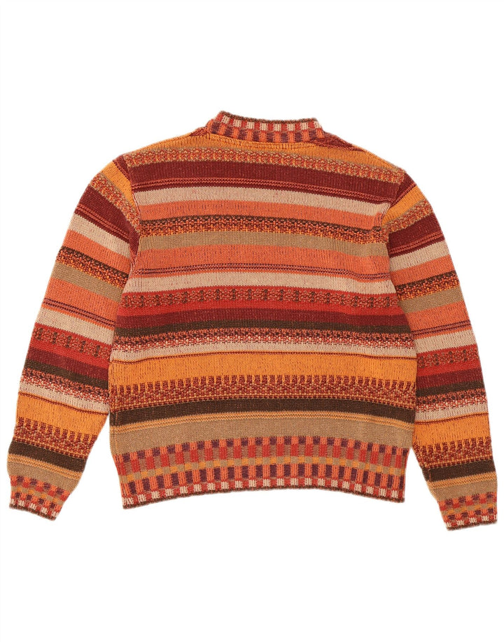 VINTAGE Womens Crew Neck Jumper Sweater UK 14 Medium Multicoloured Striped
