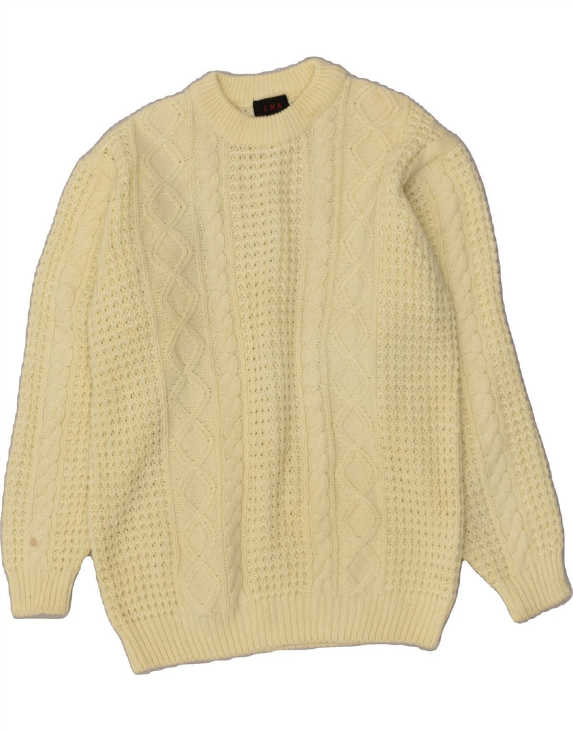 VINTAGE Mens Crew Neck Jumper Sweater Large Beige Acrylic | Vintage Vintage | Thrift | Second-Hand Vintage | Used Clothing | Messina Hembry 