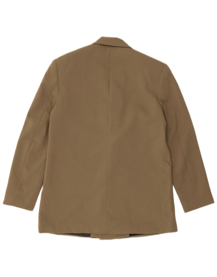 Zara Mens Double Breasted Blazer Jacket UK 34 XS Khaki Polyester