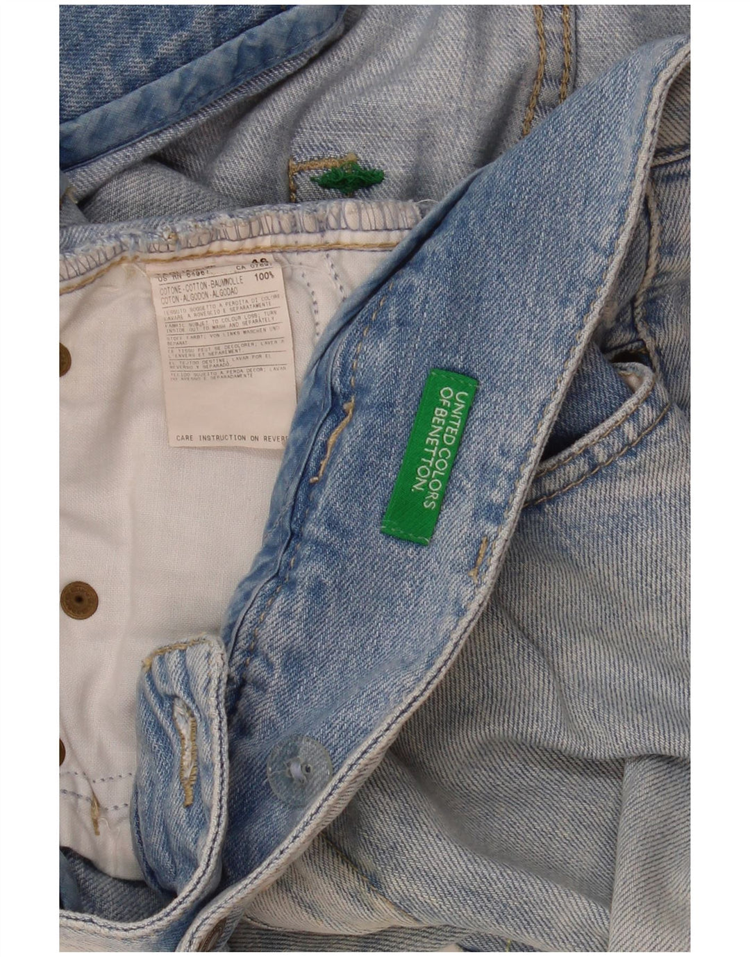 Benetton Womens Denim Mini Skirt IT 46 Large W35  Blue Cotton
