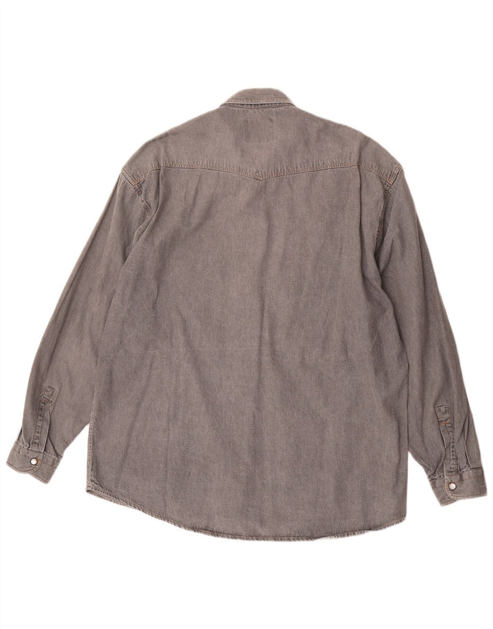 Vintage Mens Denim Shirt XL Grey Cotton