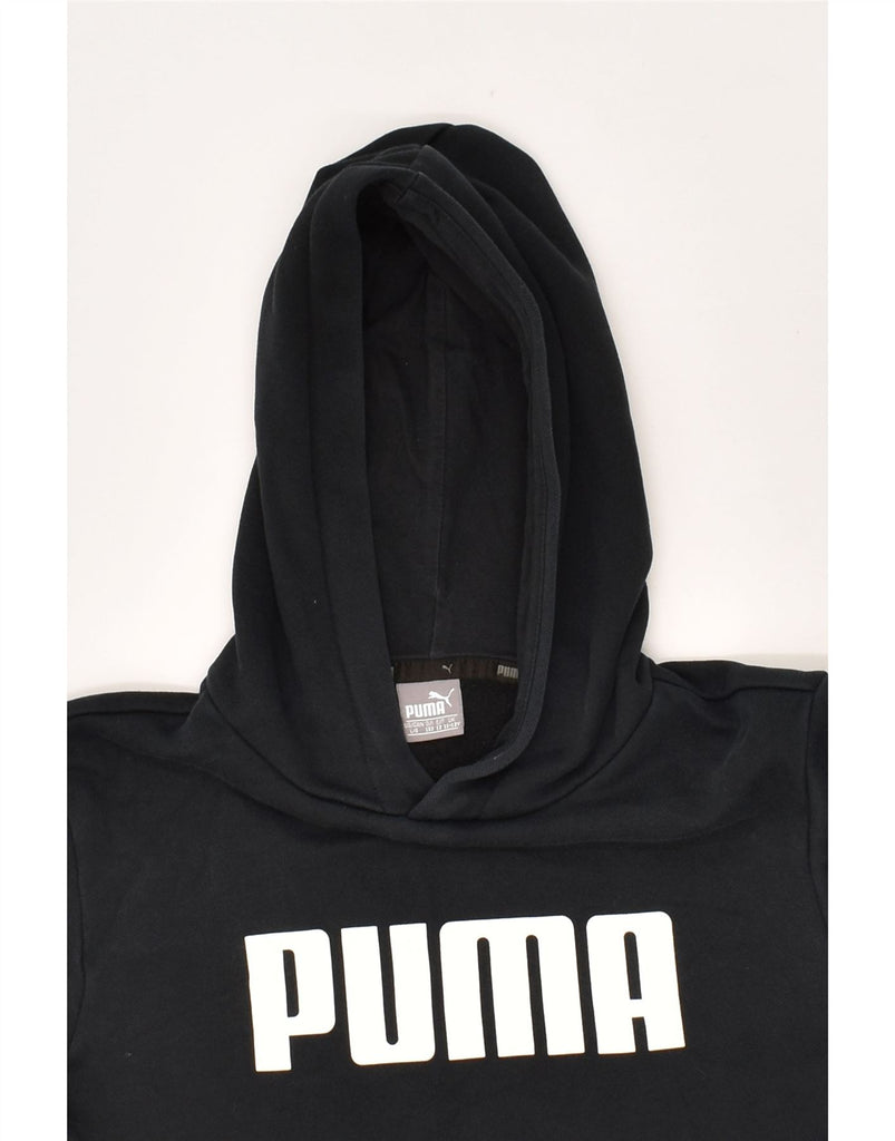 PUMA Boys Graphic Hoodie Jumper 11-12 Years Black Cotton | Vintage Puma | Thrift | Second-Hand Puma | Used Clothing | Messina Hembry 