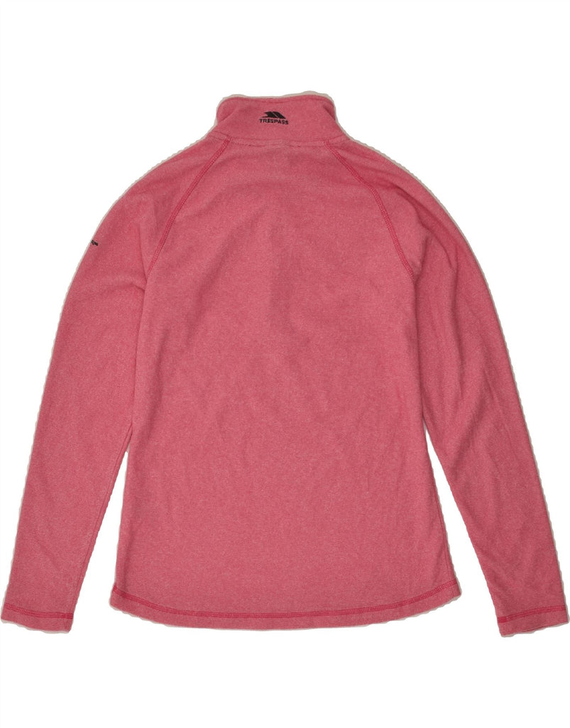 TRESPASS Womens Zip Neck Fleece Jumper UK 14 Medium Pink Striped Polyester | Vintage Trespass | Thrift | Second-Hand Trespass | Used Clothing | Messina Hembry 