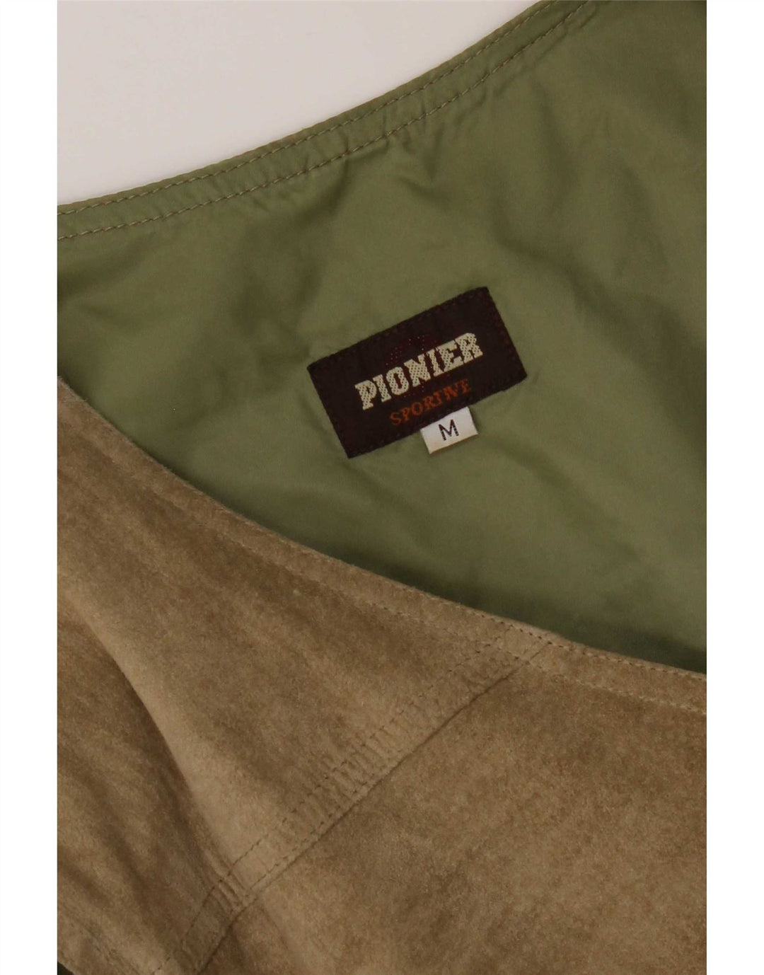 Pionier Mens Suede Waistcoat Medium Khaki