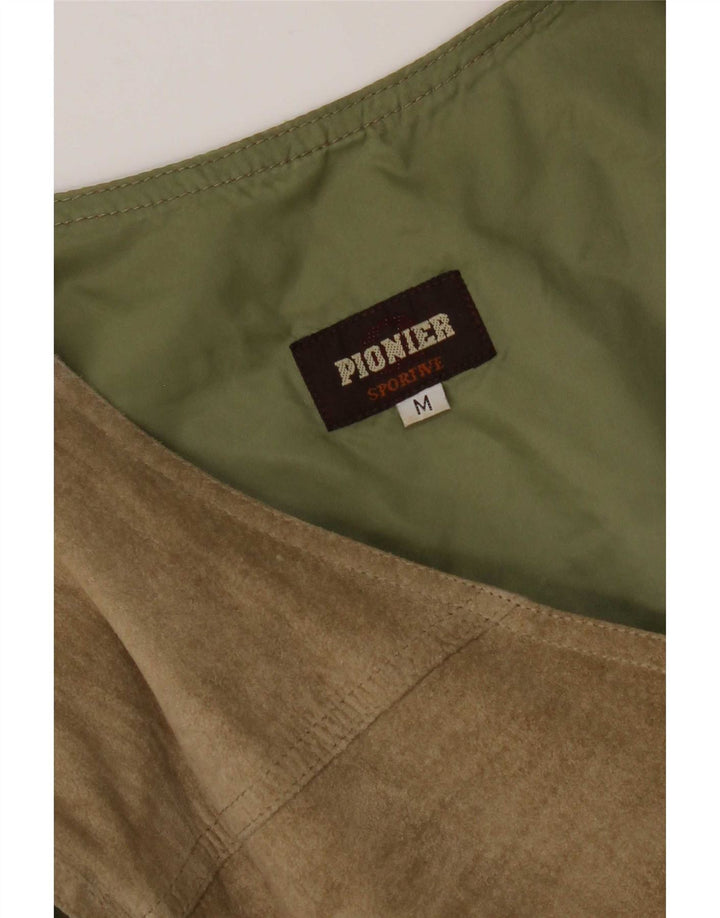 Pionier Mens Suede Waistcoat Medium Khaki