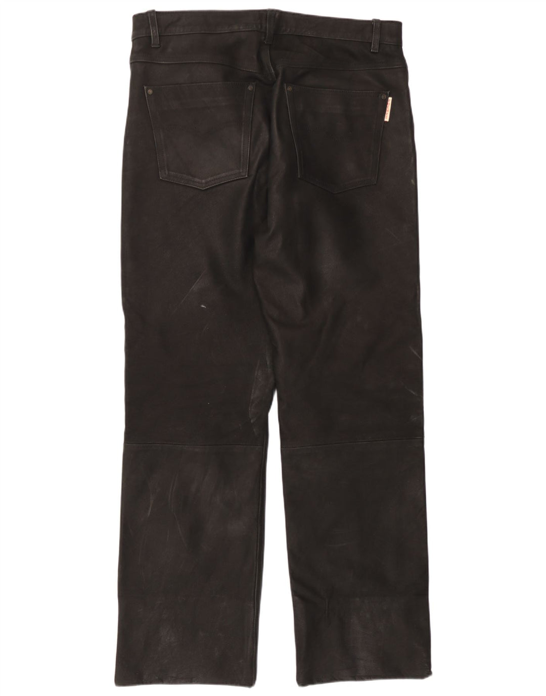 Fuente Mens Leather Trousers W37 L31 Black Leather