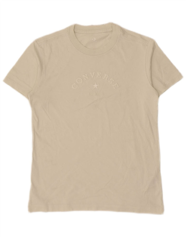 Converse Womens T-Shirt Top UK 12 Medium Beige Cotton