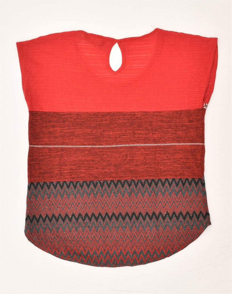 DESIGUAL Womens Vest Top UK 14 Large Red Colourblock Polyester | Vintage Desigual | Thrift | Second-Hand Desigual | Used Clothing | Messina Hembry 