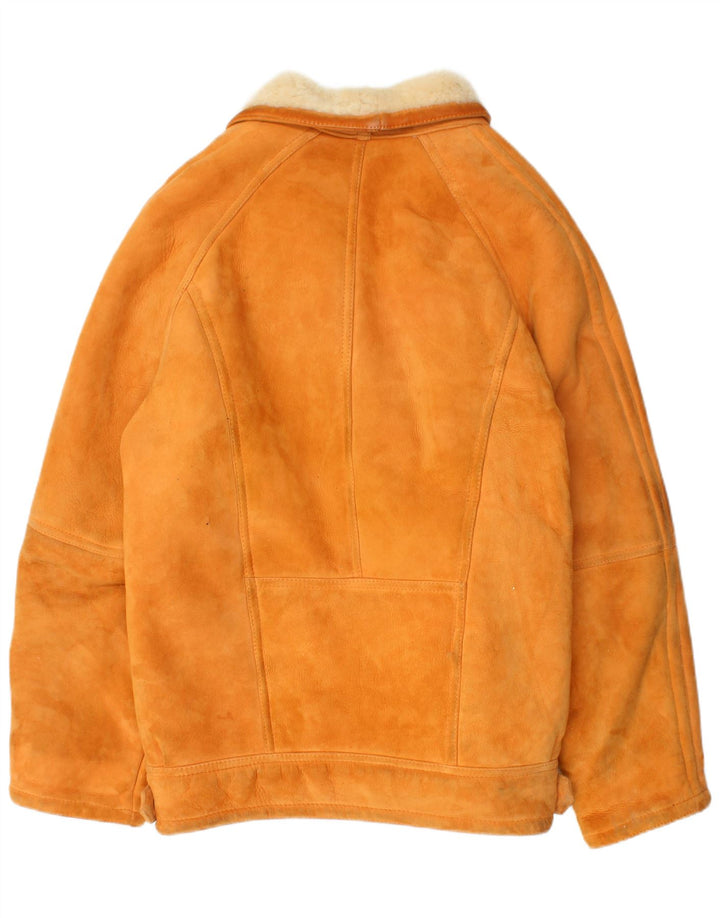 VINTAGE Mens Shearling Jacket IT 52 XL Beige Shearling