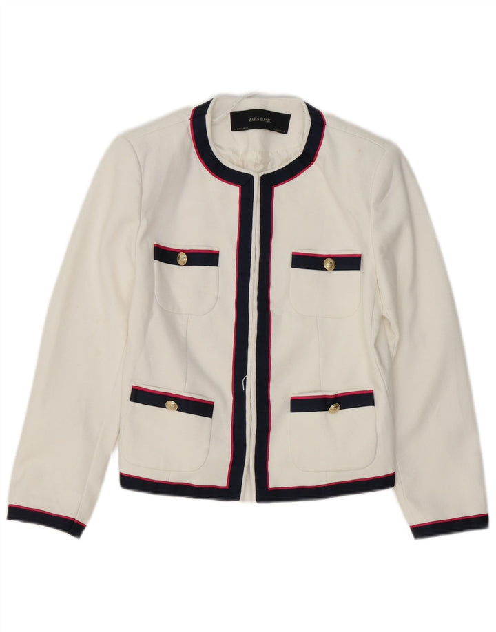 Zara Womens Blazer Jacket UK 10 Small White Striped