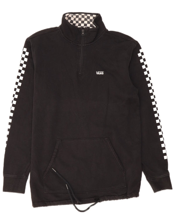 Vans Mens Zip Neck Sweatshirt Jumper Small Black Geometric Cotton