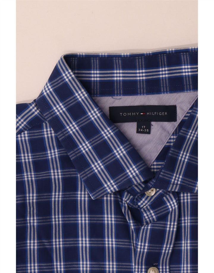 Tommy Hilfiger Mens Shirt Size 17 XL Navy Blue Check