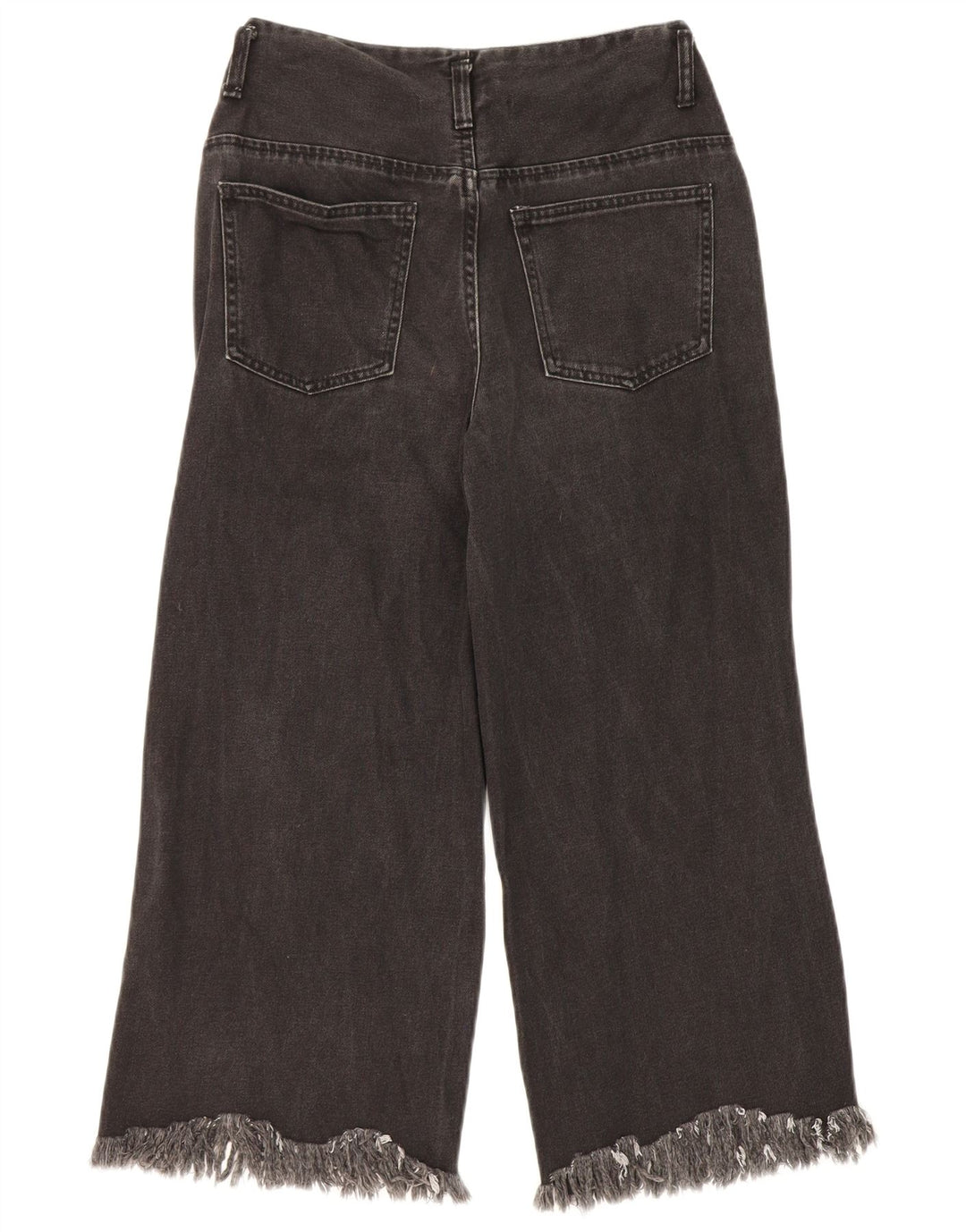 ZARA Womens Trafaluc Crop Wide Leg Jeans EU 36 XS W30 L23 Black Cotton