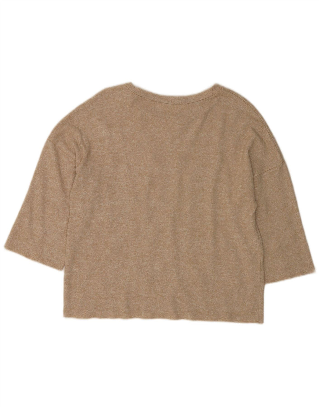 Zara Womens 3/4 Sleeve Blouse Top UK 10 Small Beige Spotted