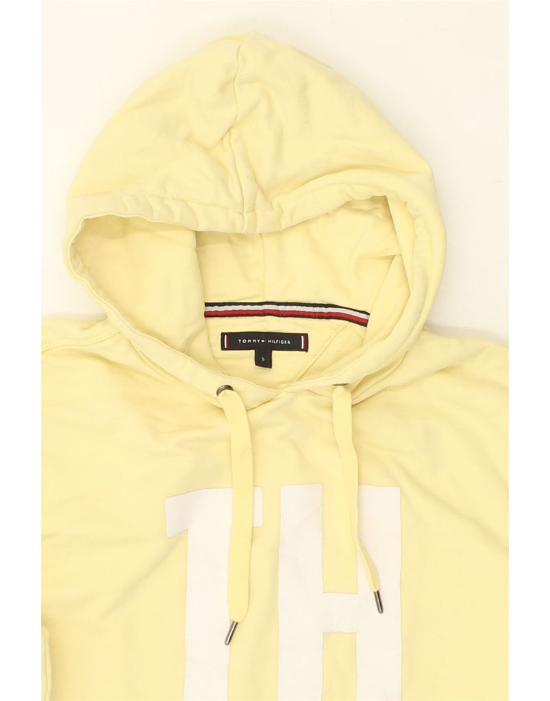 TOMMY HILFIGER Mens Graphic Hoodie Jumper Small Yellow Cotton | Vintage Tommy Hilfiger | Thrift | Second-Hand Tommy Hilfiger | Used Clothing | Messina Hembry 