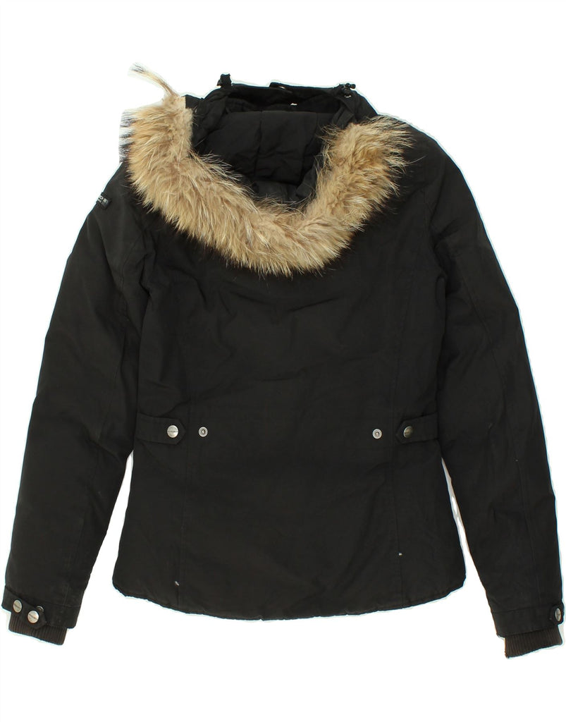 WOOLRICH Girls Hooded Windbreaker Jacket 13-14 Years Black Vintage Woolrich and Second-Hand Woolrich from Messina Hembry 