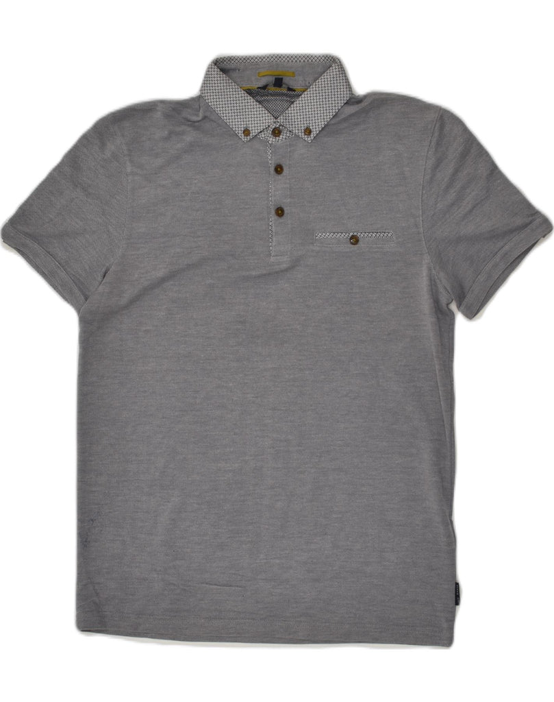 TED BAKER Mens Polo Shirt Size 3 Medium Grey Modal | Vintage Ted Baker | Thrift | Second-Hand Ted Baker | Used Clothing | Messina Hembry 