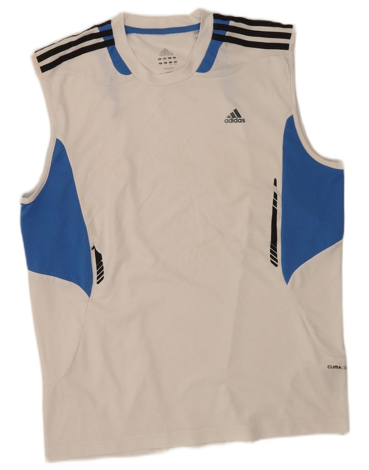 Adidas Mens Climacool Vest Top Large White Colourblock Polyester